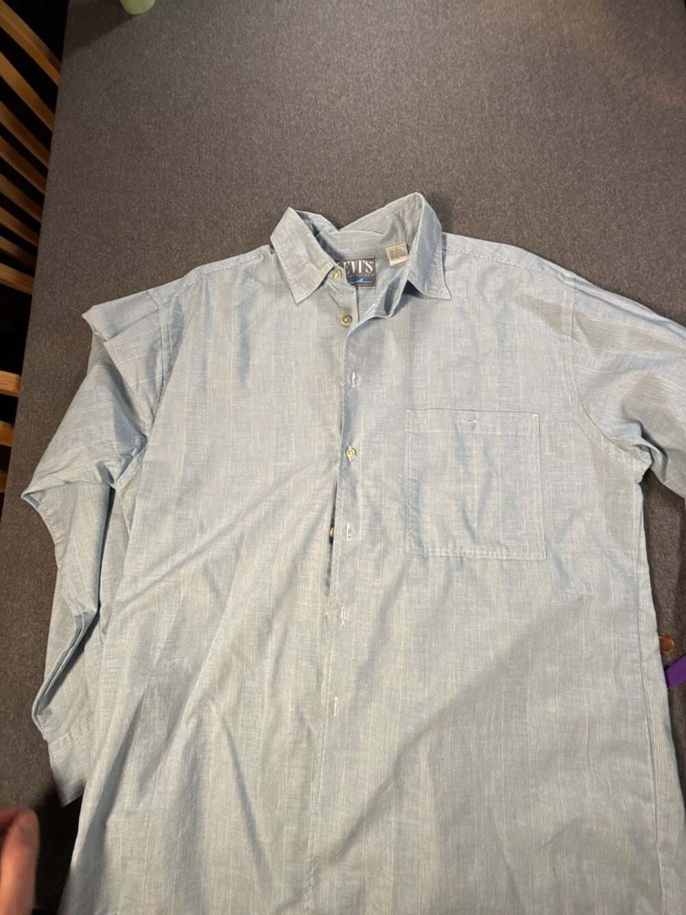 Vintage Levi's San Francisco Blue and White Striped Long Sleeve Button-Up Shirt